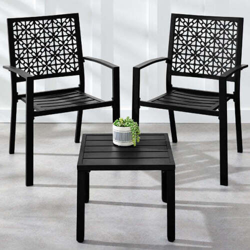 3-Piece Stackable Steel Outdoor Conversation Bistro Set - Lot 4635