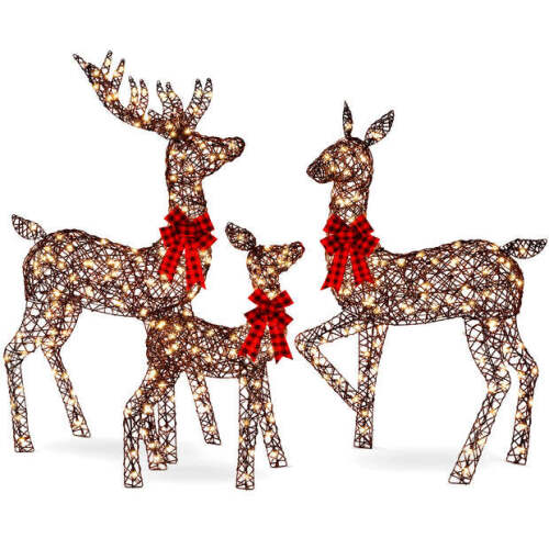 6.5ft 3-Piece Lighted Christmas Deer Set Outdoor Decor with LED Lights - Lot 4647