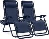 Set of 2 Adjustable Zero Gravity Patio Chair Recliners w/ Cup Holders - Thumbnail 1