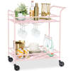 2-Tier Rolling Bar Cart Indoor/Outdoor w/ Shelves, Wine Rack, Locking Wheels - Thumbnail 1