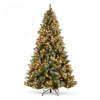 Pre-Lit Christmas Pine Tree w/ Pine Cones, Flocked Branch Tips, Berries 6ft - Thumbnail 1