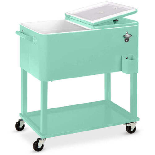 Portable Rolling Cooler Cart w/ Bottle Opener, Catch Tray - 80qt - Lot 4766