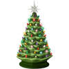 Large Pre-Lit Ceramic Christmas Tree Decoration w/ LED Light, Timer - 18in - Thumbnail 1