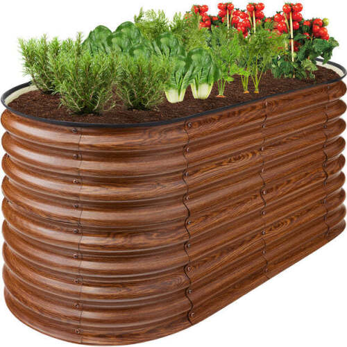 Outdoor Raised Metal Oval Garden Bed, Planter Box - 4x2x2ft - Lot 4708