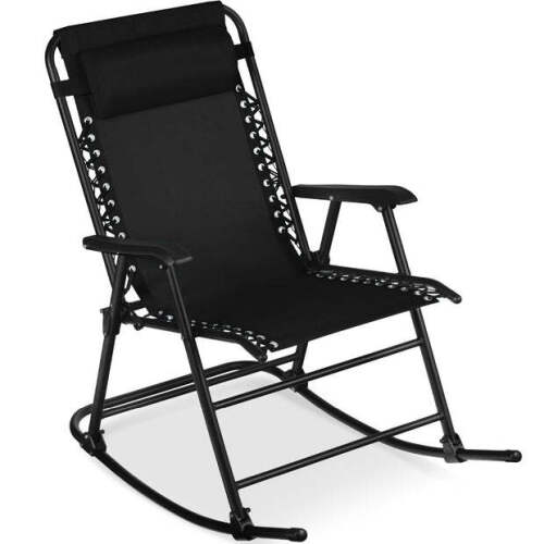 Folding Outdoor Zero Gravity Rocking Lounge Chair w/ Headrest Pillow - Lot 4720