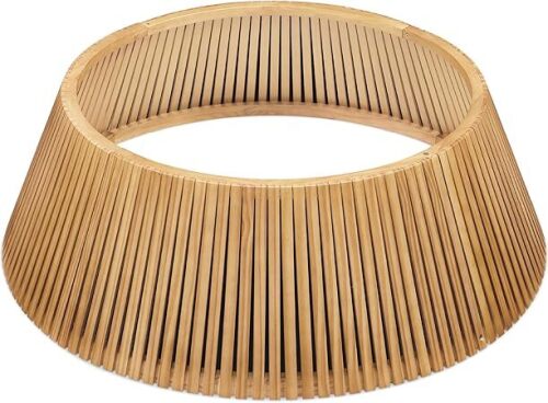 42in Christmas Tree Collar, Solid Wood Slatted Tree Skirt Holiday Accessory for Home - Natural - Lot 10906