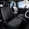GIANT PANDA Jeep Wrangler 4 Door JL 2018-2026 Full Set Car Seat Covers for Sahara Sport Rubicon Unlimited Willys Without Rear Cup Holder, Customized Faux Leather - (Black) - Thumbnail 1