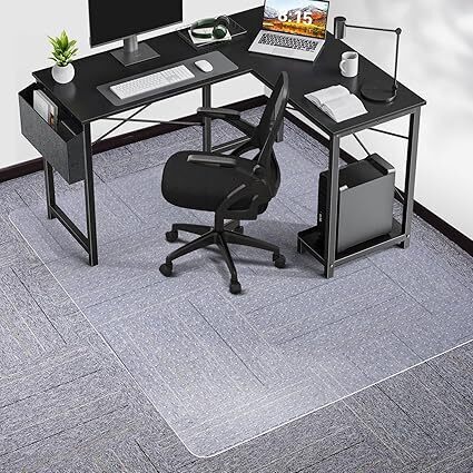 Chair Mat for Carpet, SALLOUS 46" x 60" Office Chair Mat for Carpeted Floors, Heavy Duty Vinyl Floor Mat with Grips, Floor Protector Computer Desk Mat for Home Office (Clear, Rectangular) - Lot 4775