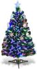 Goplus 3FT Pre-Lit Fiber Optic Artificial Christmas Tree, with Multicolor Led Lights and Snowflakes (3 FT) - Thumbnail 1