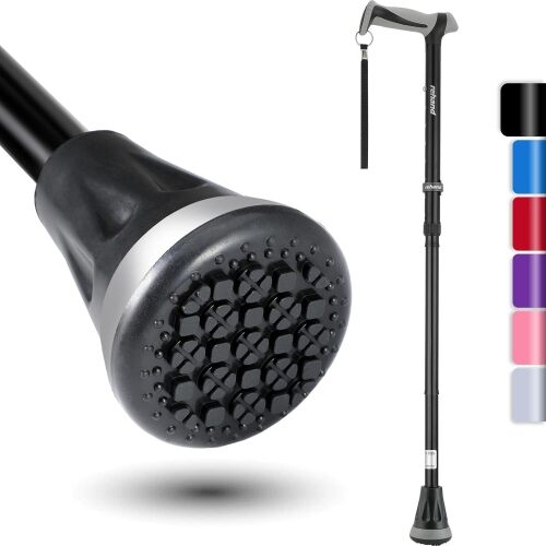 REHAND Walking Cane - Foldable, Adjustable, Collapsible Walking Canes for Men & Women, Heavy Duty All Terrain Tip, with Travel Bag | Walking Sticks for Seniors & Adults - Lot 4871