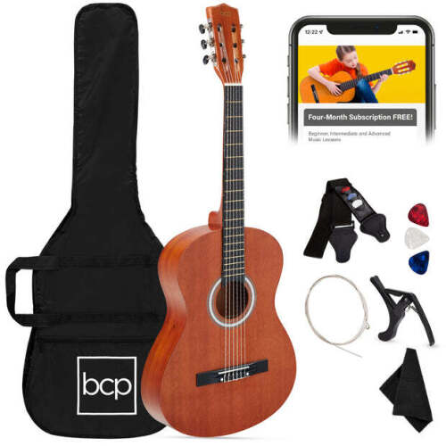 Beginner Acoustic Guitar Set w/ Case, Strap, Extra Strings - 38in - Lot 4884