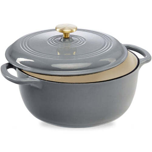 Cast-Iron Dutch Oven Kitchen Cookware w/ Enamel, Handles - 7.5qt - Lot 4863