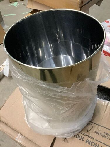 12" Round Waste Can Soft Brass - Lot 4887