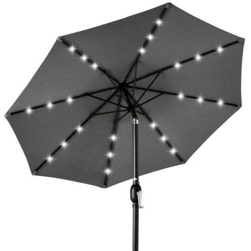 Solar LED Lighted Patio Umbrella w/ Tilt Adjustment, UV-Resistant - 10ft - Lot 4955