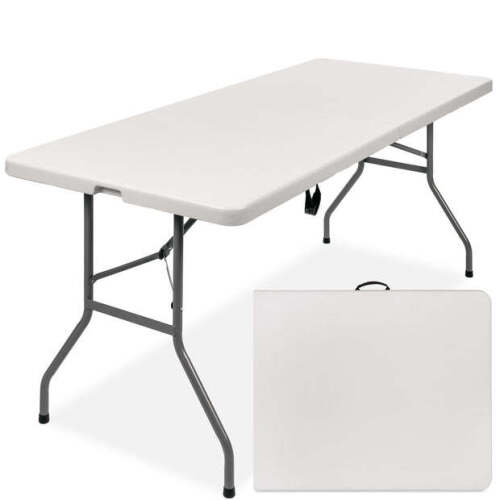 Portable Folding Plastic Dining Table w/ Handle, Lock - 6ft - Lot 4973