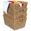 Set of 4 Seagrass Storage Tote Baskets, Laundry Organizer w/ Insert Handles - Thumbnail 1