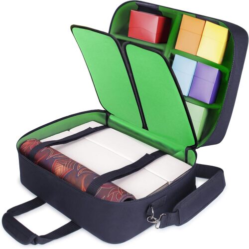 USA Gear XL Trading TCG MTG Deck Box Bag Travel Case - Large MTG Card Storage Bag with Padded Shoulder Strap, Customizable Interior, Weather Resistant - Fits Deck Boxes & Sleeved Cards - Green - Lot 4923
