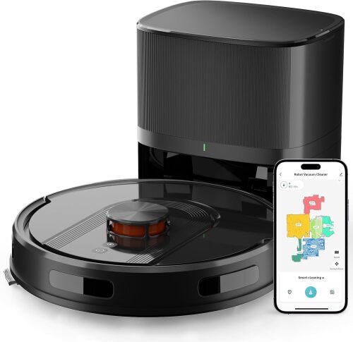 Robot Vacuum and Mop Combo with Self-Emptying, Customizable Map Cleaning with LiDAR Navigation, 6000Pa Suction, Smart No-Go Zones, 70Days Hands-free Robotic Vacuum Cleaner for Floor, Carpet, Pet Hair - Lot 4982