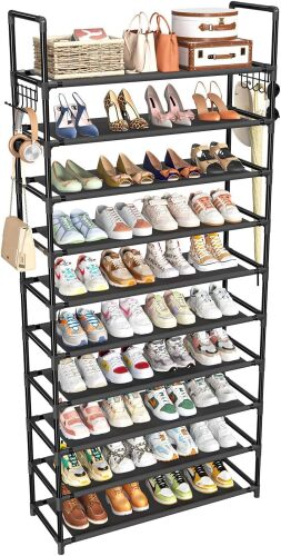 Simple Trending Tall Shoe Rack Storage Holds 40 Pairs, 10 Tier Shoe Organizer Shelf Large Capacity for Entryway Closet - Lot 4953