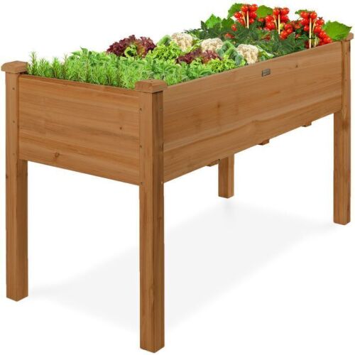 Raised Garden Bed, Elevated Wooden Planter Box w/ Foot Caps - 48x24x30in - Lot 530