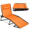 Portable Patio Chaise Lounge Chair Outdoor Recliner w/ Pillow - Thumbnail 1