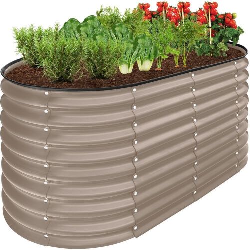 Outdoor Raised Metal Oval Garden Bed, Planter Box - 4x2x2ft - Lot 621