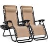 Set of 2 Adjustable Zero Gravity Patio Chair Recliners w/ Cup Holders - Thumbnail 1