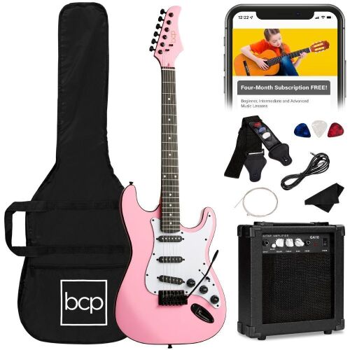 Beginner Electric Guitar Kit w/ Case, 10W Amp, Tremolo Bar - 39in - Lot 718