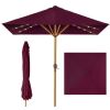 Square Solar LED Lighted Patio Umbrella w/ Woodgrain Pattern - 9ft - Thumbnail 1