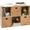 6-Cube Bookshelf, 13.5in Storage Display w/ Removable Panels, Customizable - Thumbnail 1