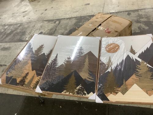 Boho Mountains Framed Canvas Wall Art, 24" x 36" - 1 is Damaged - Lot 452