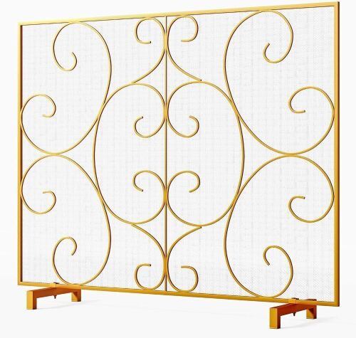Kingson Single Panel Wrought Iron Fireplace Screen, 38" x 31" - Lot 458