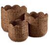 Scalloped 3PC Water Hyacinth Nesting Baskets - Thumbnail 1