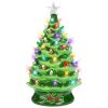 XL Pre-Lit Ceramic Christmas Tree Decoration w/ LED Light, Timer - 24in - Thumbnail 1