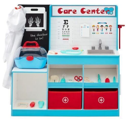 Pretend Play Doctor's Office, Kids Wooden Toy Set w/ Accessories Included - Lot 425