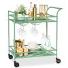 2-Tier Rolling Bar Cart Indoor/Outdoor w/ Shelves, Wine Rack, Locking Wheels - Thumbnail 1
