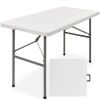 Portable Folding Plastic Dining Table w/ Handle, Lock - 4ft - Thumbnail 1