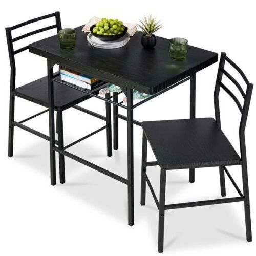 3-Piece Modern Square Dining Set w/ Storage Rack - Lot 313