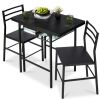 3-Piece Modern Square Dining Set w/ Storage Rack - Thumbnail 1