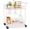 2-Tier Rolling Bar Cart Indoor/Outdoor w/ Shelves, Wine Rack, Locking Wheels - Thumbnail 1