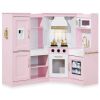 Pretend Play Corner Kitchen Wooden Toy Set for Kids w/ Lights, Sounds - Thumbnail 1