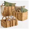 3Pc Shelf Baskets, Small, Large & XL Chunky Woven Baskets w/ Braided Handles - Thumbnail 1