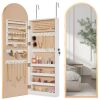 Door/Wall Mounted Arch Mirror Jewelry Armoire, w/ Metal Frame, Built-In Lock - Thumbnail 1