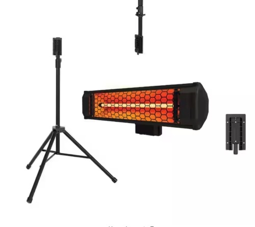 Heat Storm Tradesman 1500-Watt Electric Indoor/Outdoor Quartz Infrared Portable Space Heater w/Tripod - Missing Ceiling Mount and Remote - Lot 821JF