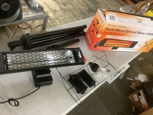 Heat Storm Tradesman 1500-Watt Electric Indoor/Outdoor Quartz Infrared Portable Space Heater w/Tripod Wall and Ceiling Mount, Black - Lot 822JF