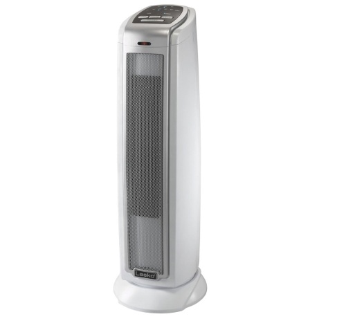Lasko Oscillating Ceramic Tower Space Heater for Home with Overheat Protection, Timer, 22.5 Inches, Silver - Lot 861JF