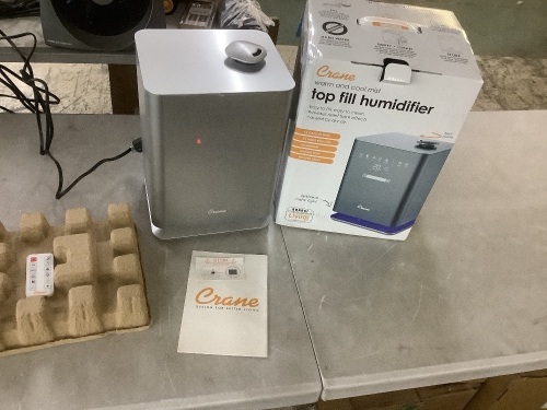 Crane 1.2 Gal. Warm & Cool Mist Top Fill Humidifier with Remote for Medium to Large Rooms up to 500 sq. ft - Lot 869JF