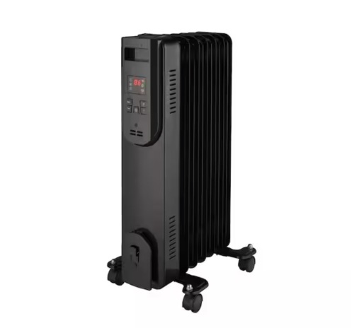 Konwin 1500-Watt Black Indoor Electric Oil-Filled Radiator Convection Radiant Space Heater with Remote Control - Lot 883JF