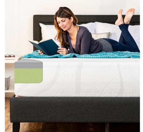 Queen 12in Medium-Firm Green Tea & Charcoal Gel Memory Foam Mattress - Blemish - Lot 24