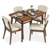 5-Piece Wooden Mid-Century Modern Dining Set w/ 4 Chairs, Padded Seat & Back - Thumbnail 1